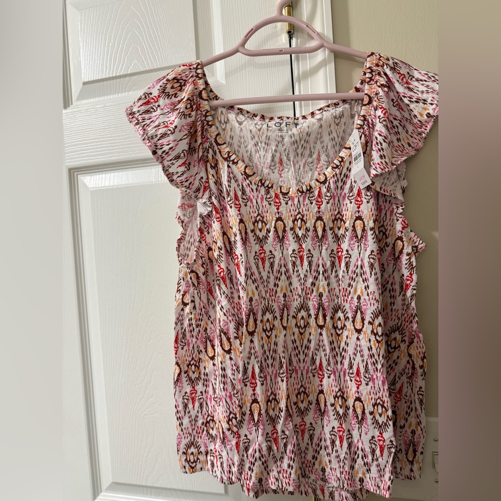 LOFT Ikat Ruffle Tank Top - Picture 4 of 4